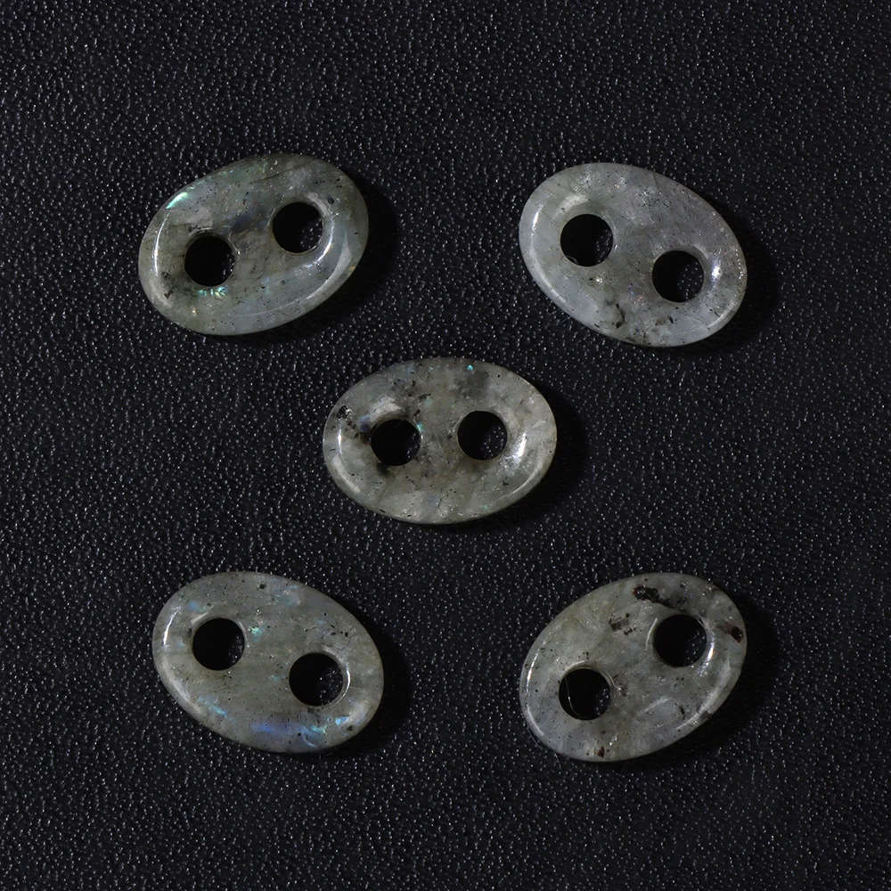 Double Hole Natural Tiger Eye Labradorite Quartz Button Beads for DIY Jewelry Making