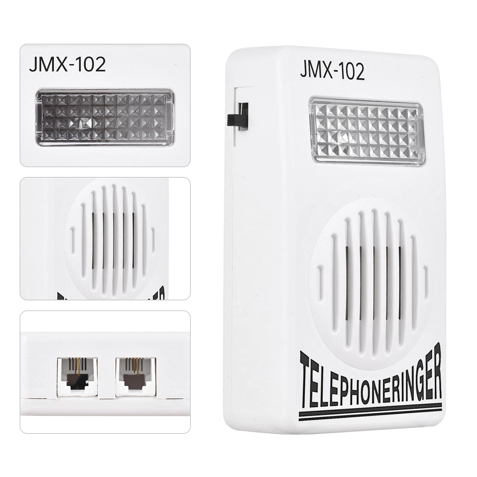 Loud Telephone Ringer 70db Amplifier Ringing Help Strobe Light Bell with Flash Light Suitable for Landline Phone 6P2C Connector