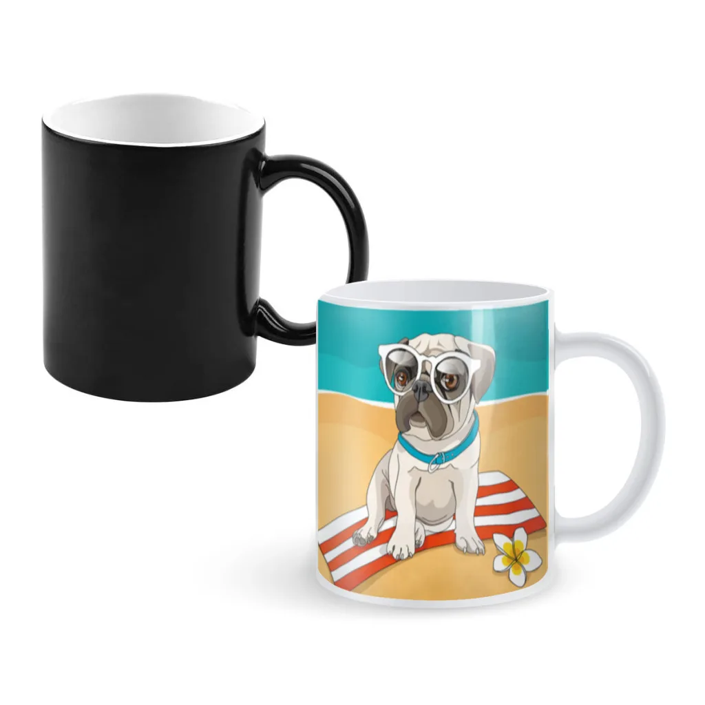 

Cute-pug-bulldog-vip 350ml One Piece Coffee Mugs And Mug Creative Color Change Tea Cup Ceramic Milk Cups Novelty Gifts