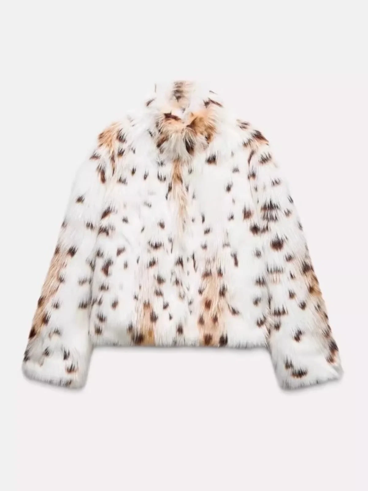 เสื้อโค้ทผู้หญิงแฟชั่นฤดูใบไม้ร่วงฤดูหนาว คอสูง ลายเสือดาว ผ้าคลุมตัวแบบลำลอง ซิปยาว