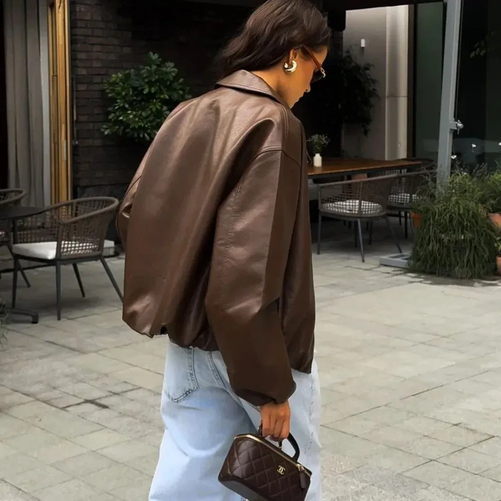 Damesjas van synthetisch leer met ritssluiting Modieus casual leren jack Lente Herfst Nieuwe collectie Comfortabel voor woon-werkverkeer
