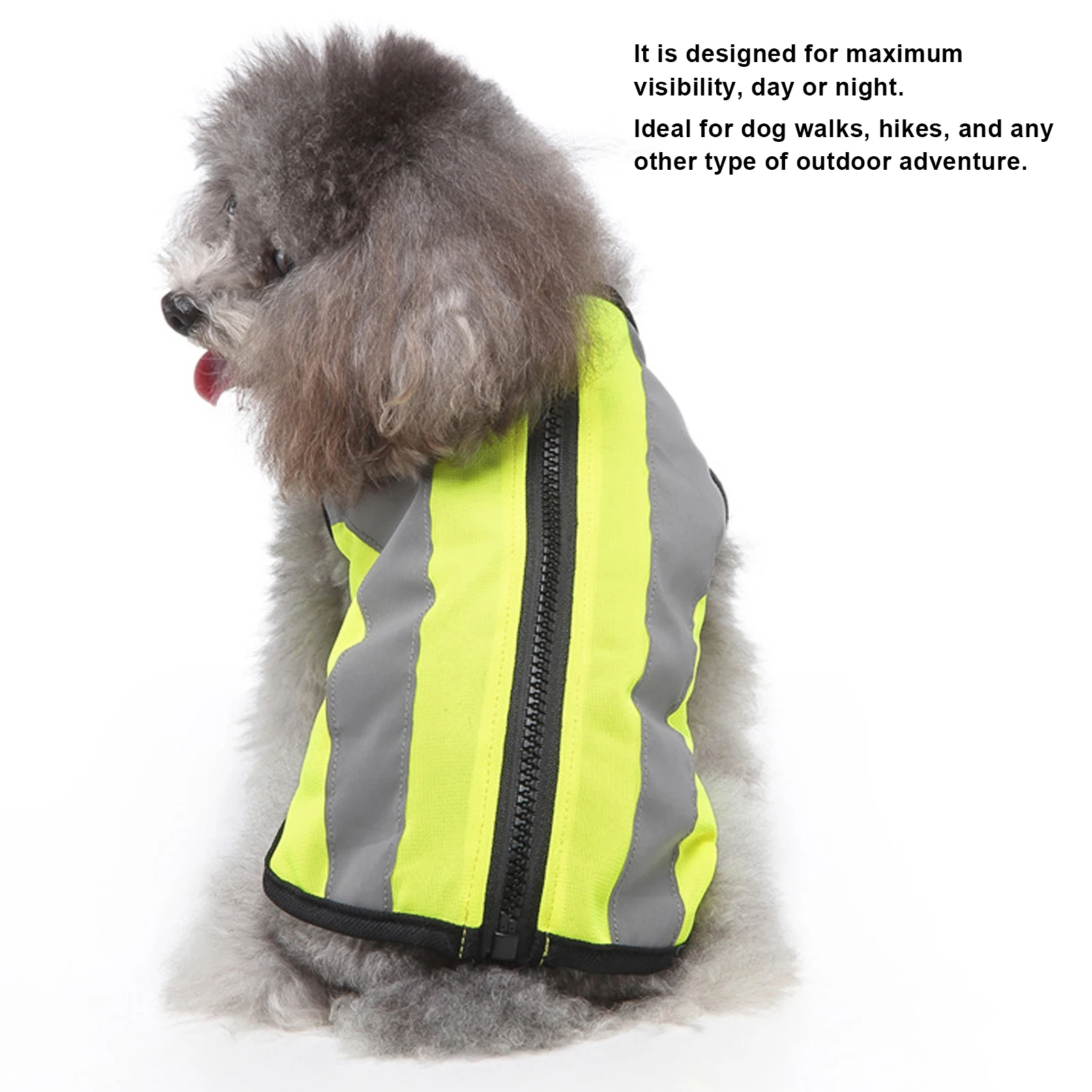 Pet Night Safety Clothing Glowing Jacket Lightweight Reflective Vest Zipper For Dogs Fluorescence