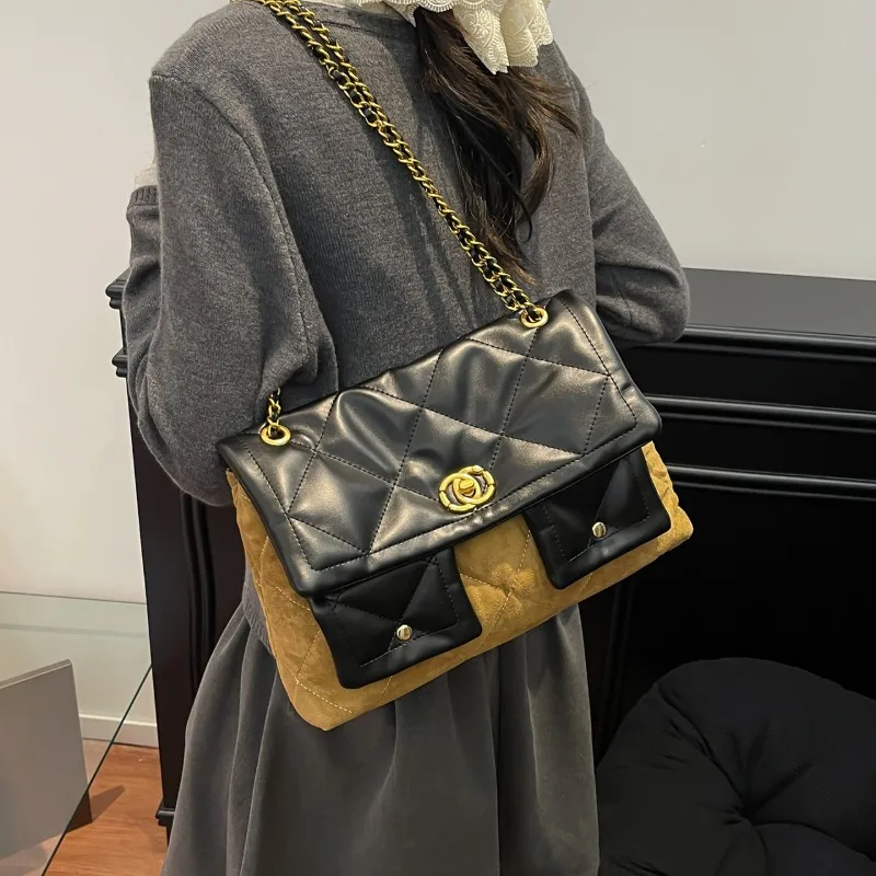 

Fashion-Forward Women Shoulder Bag Quilted Faux Leather Tote with Fringe Detail Suitable for Concerts Festivals and Shopping