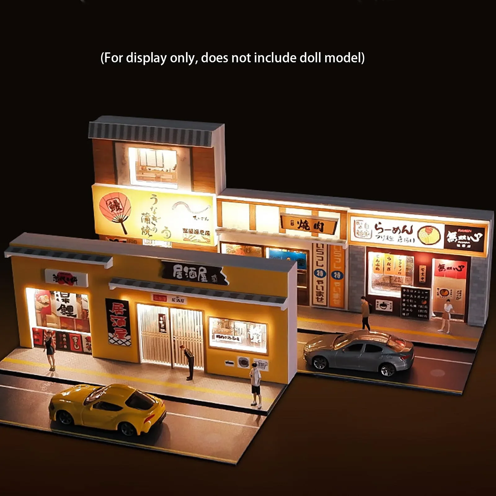 1: 64 Miniature City Street Scene Model Kit with Lighting Hand Assembled Simulation Scene Shooting Props Toy Gift for Friends