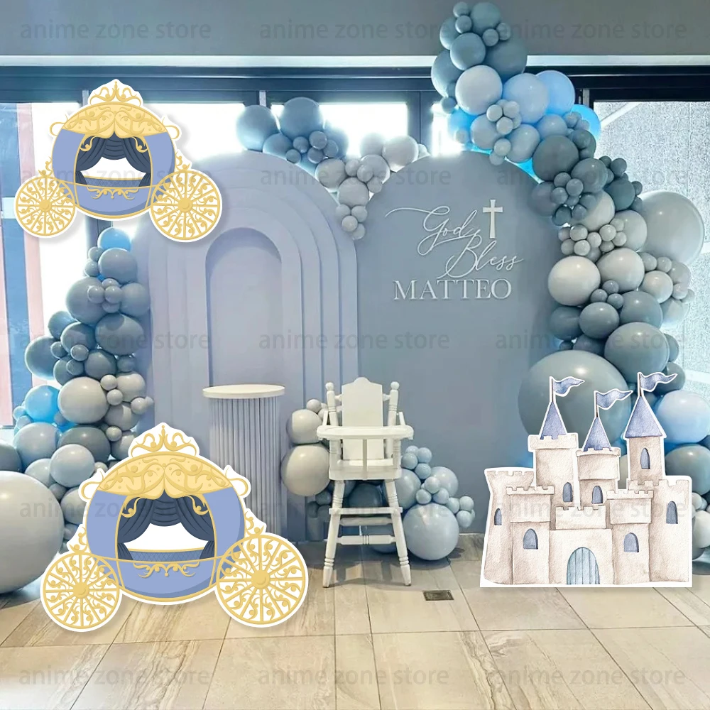 Castle Carriage Party Cutout Board Kids Birthday Party Decoration Blue Carriage Cardboard Wedding Baby Shower Supply Photo Props