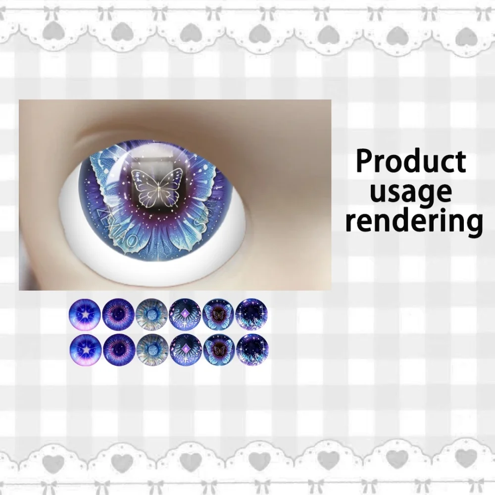 Purple Series Butterfly Star Pattern Blythe Doll Pupil Eye Chips 10MM-40MM Glass Eye DIY Jewelry Making Supplies Bulk12Pcs MS011