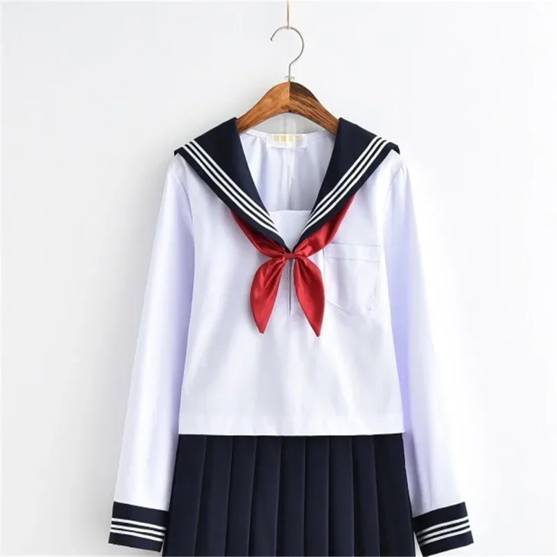 Uniforme blanco de colegiala, uniforme escolar de marinero de clase japonesa, ropa de estudiantes para niñas, traje de marinero azul marino, Anime Cos