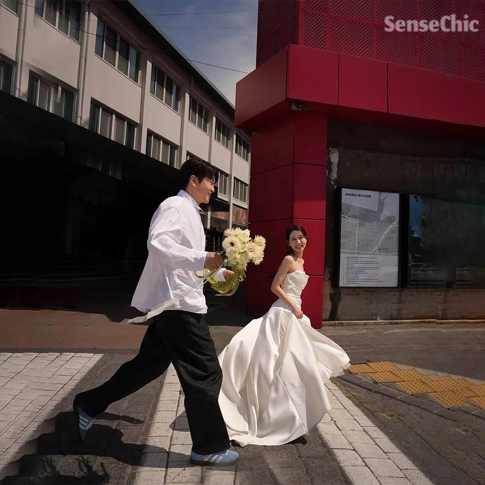 

Fairy Weddings Dresses Tulle Korea Formal Photoshoot A-Line Simple 웨딩드레스 Woman's Bridal Gowns for Bride Customized