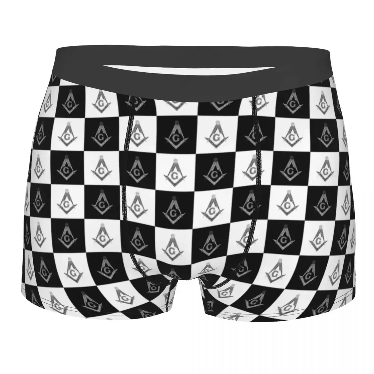 Custom Freemason Checkered Pattern Underwear Stretch Freemasonry Masonic Boxer Briefs Shorts Panties Soft Underpants For Male