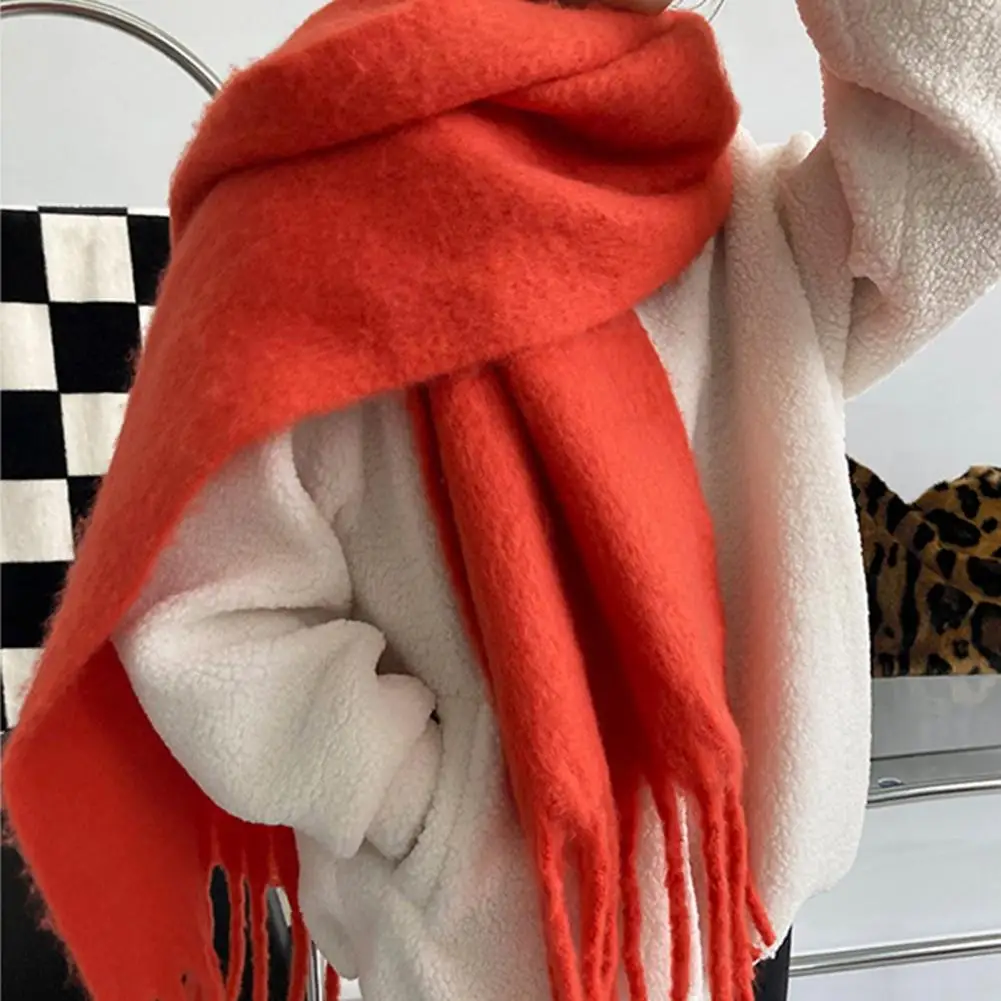 Women Long Shawl Tassel Decoration Scarf Stylish Women\'s Winter Scarf Soft Cashmere Feel Cozy Neck Windproof for Cold