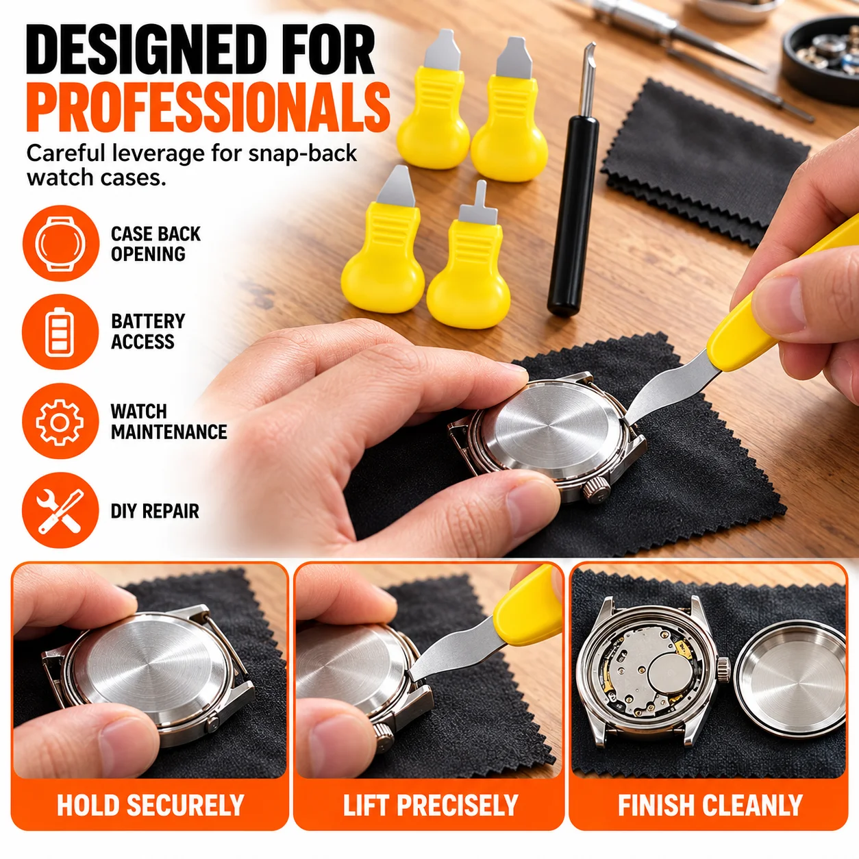Watches Back Cover Remover Tool Kit Watch Pry Blade+Case Opener Knife +Watch Wipe Cloth Watchmaker Repair Tools Set DIY tools