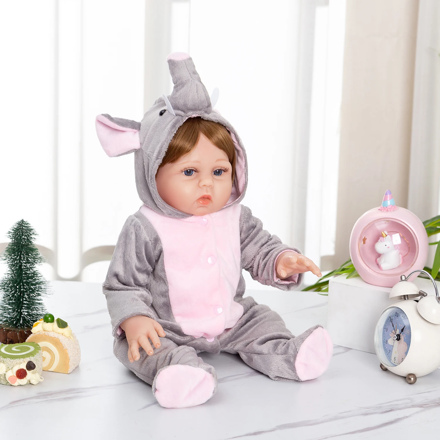 BRASTOY Baby Reborn Doll 48cm جسم سيليكون مع لعبة محشوة، شحن البرازيل