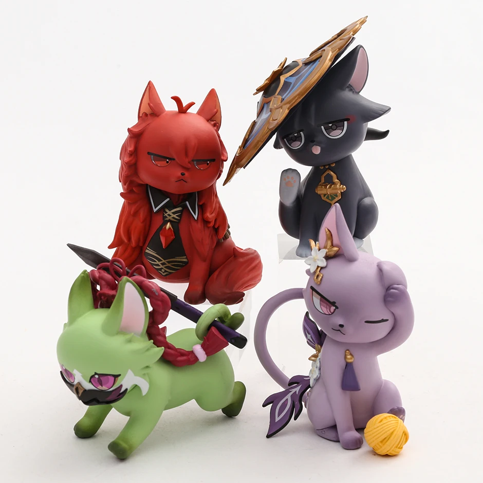 Genshin Impact Keqing Diluc Ragnvindr Wanderer Kuki Shinobu Kitten Form Figure PVC Figurine Collectible Decoration Toy