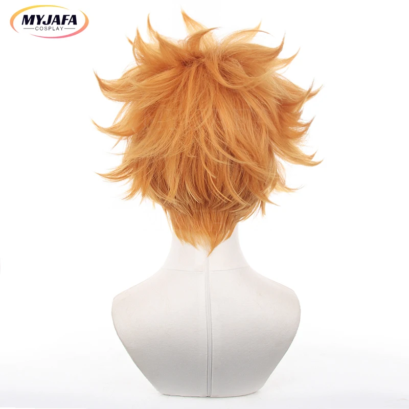 Anime Blau Schloss Hero Kunigami Rensuke Cosplay Perücke 30cm Kurze Gelb Orange Hitze Beständig Haar Team Z No.9 Perücken + perücke Kappe