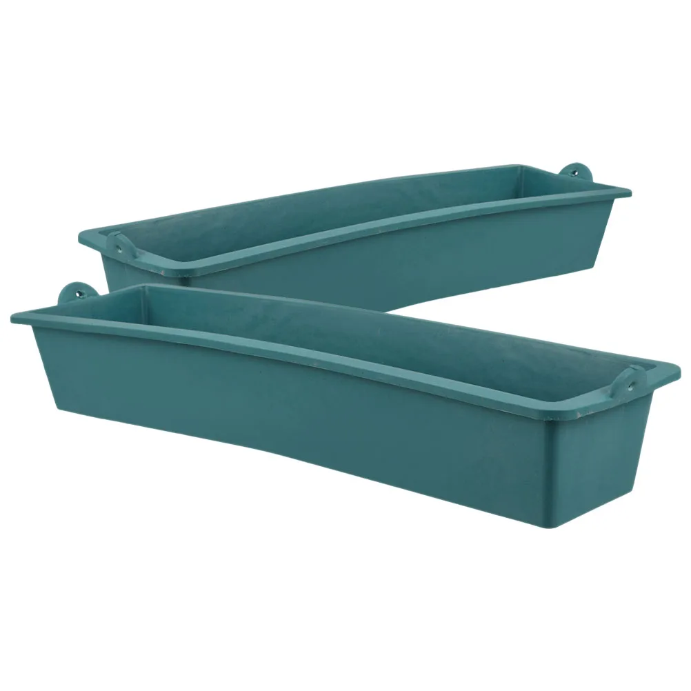 

2Pcs Plastic Livestock Food Feeder Large Poultry Feeding Trough Durable Chicken Duck Goose Feeder Small Rectangle Planter