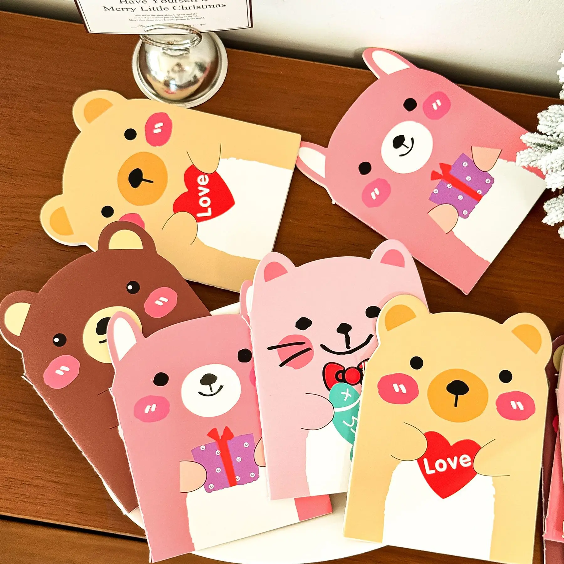Cartoon Bear Mini Notepad Line for Students Stitched Portable Love Bow Tie Fish Great School Supplies & Award Gifts