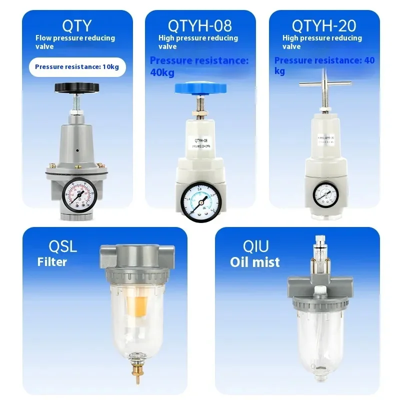 هوائي QTYH ارتفاع ضغط 0 ~ 40 بار منظم الهواء مع منفذ قياس 1/4 3/8 1/2 2 بوصة BSP 1/2 "QTYH QTY-08 10 15 20 25 32 40 50 #2
