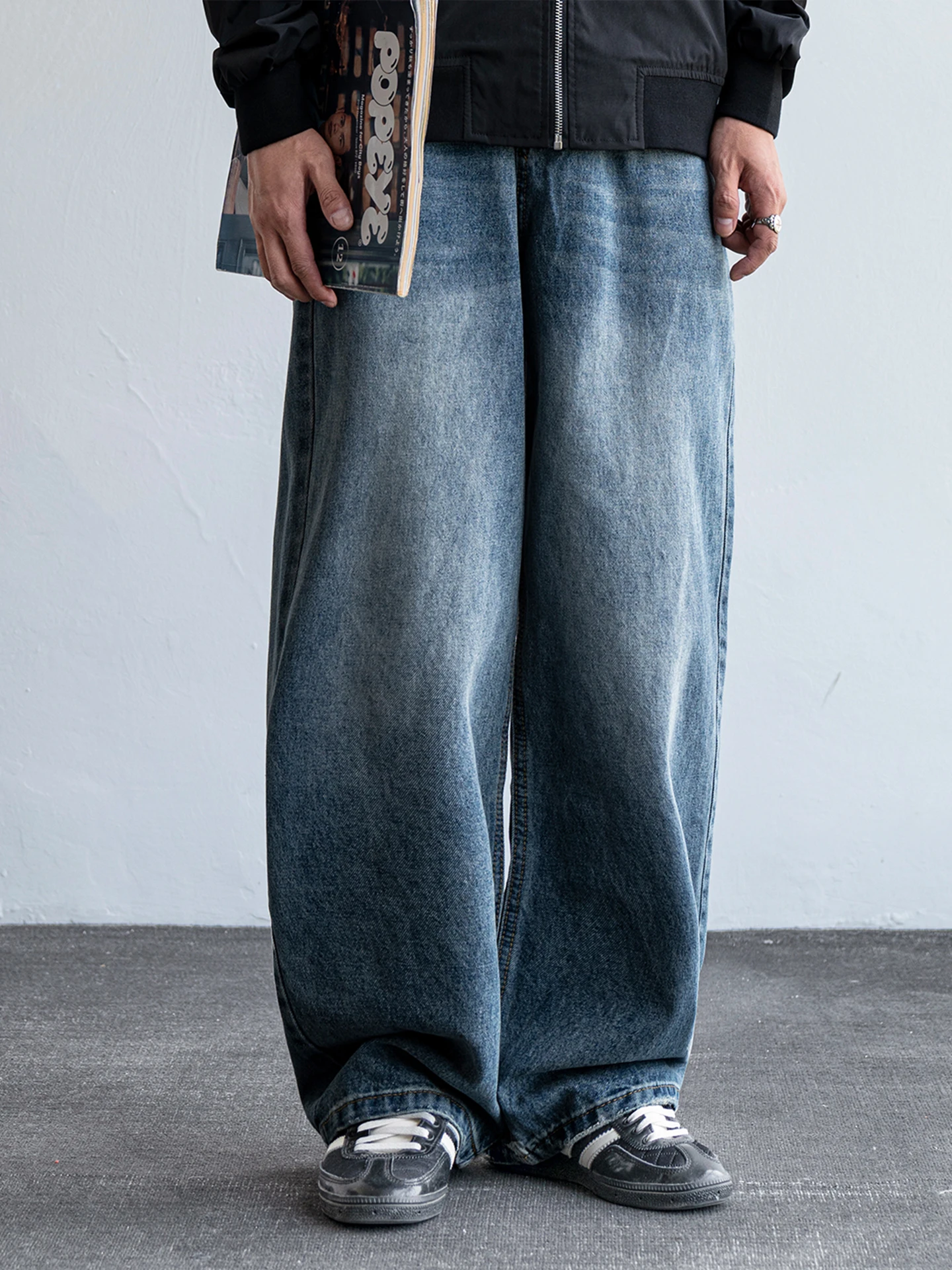 

Мужские джинсы в стиле ретро, свободные, прямые, повседневные, весна-осень, универсальные, широкие, длинные, из смесового хлопка и полиэстера