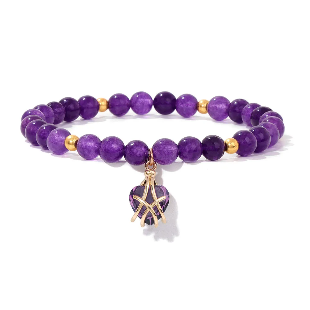 Großhandel Naturstein Rosa Rosenquarz Perlen Armband Frauen Tigerauge Katzenauge Perlen Herz Anhänger Armbänder Heilung Schmuck – Detail 9