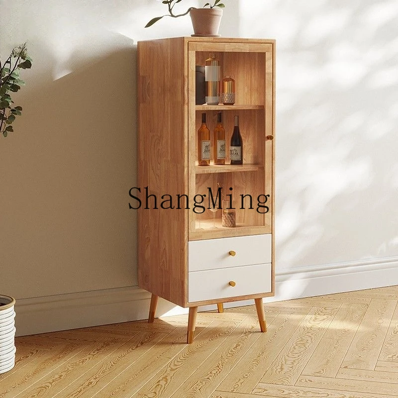 

CL solid wood tempered glass door wine partition corner against the wall red and white restaurant modern and simple