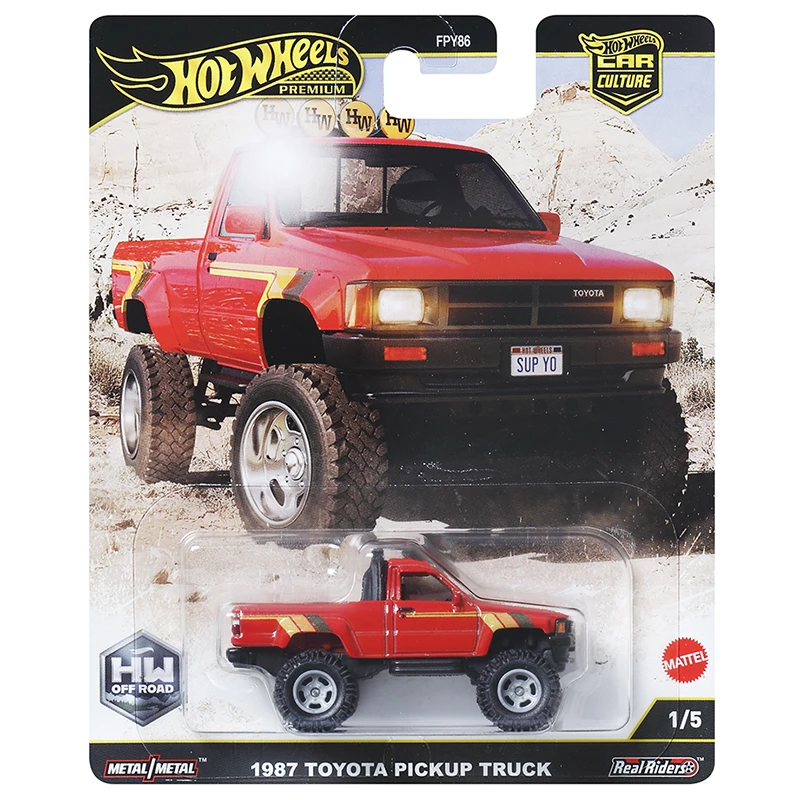 

Hot Wheels 1987, пикап Toyota, коллекционное издание, 1/64, настоящие гонщики, металлическая литая под давлением модель автомобиля FPY86-9C1H