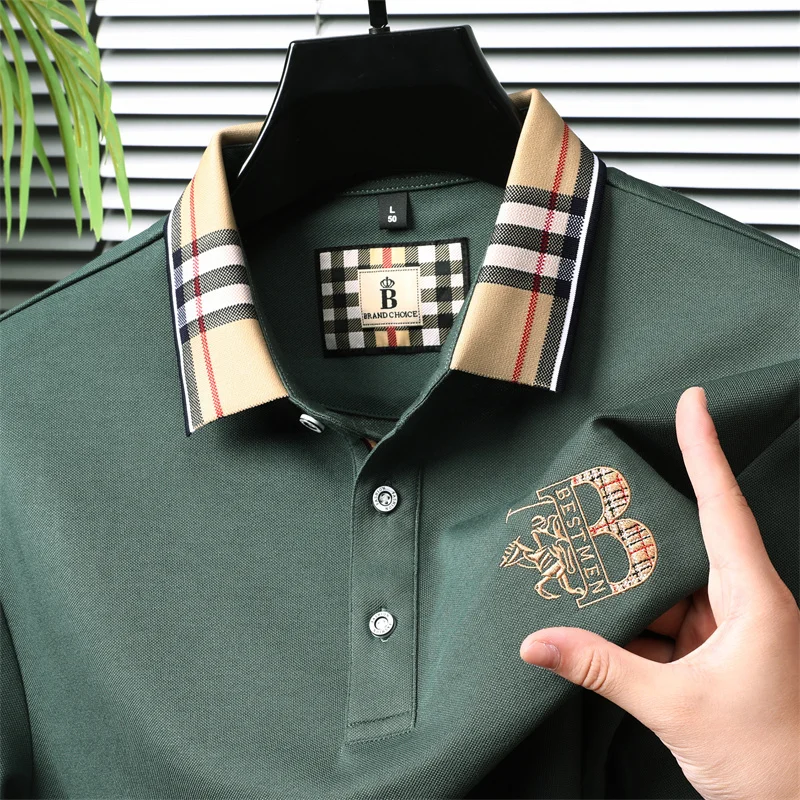 Luxury Man Long-Sleeved Polo Shirt Lapel Button Exquisite Embroidery Autumn Winter New Long Sleeves Leisure Business Men's Wear