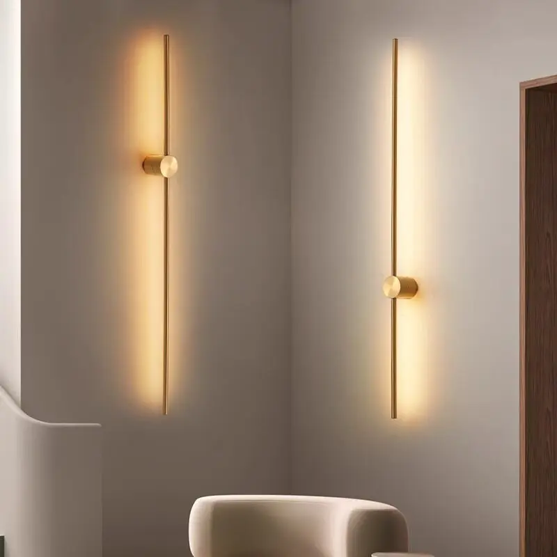 2026 Nordic Minimalist Long Line Wall Lamp LED Modern Simple Linear Sconce for Living Room Bedroom Luxury Hotel High End Decor