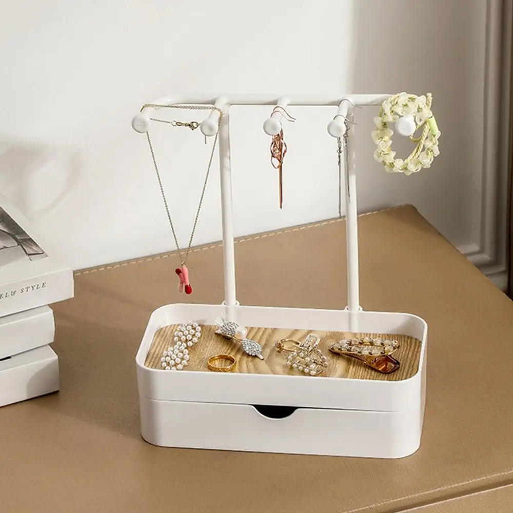 

Multifunctional Jewelry Display Stand with Drawer Classification Jewelry Storage Rack Hanging Key Tray Double Layer