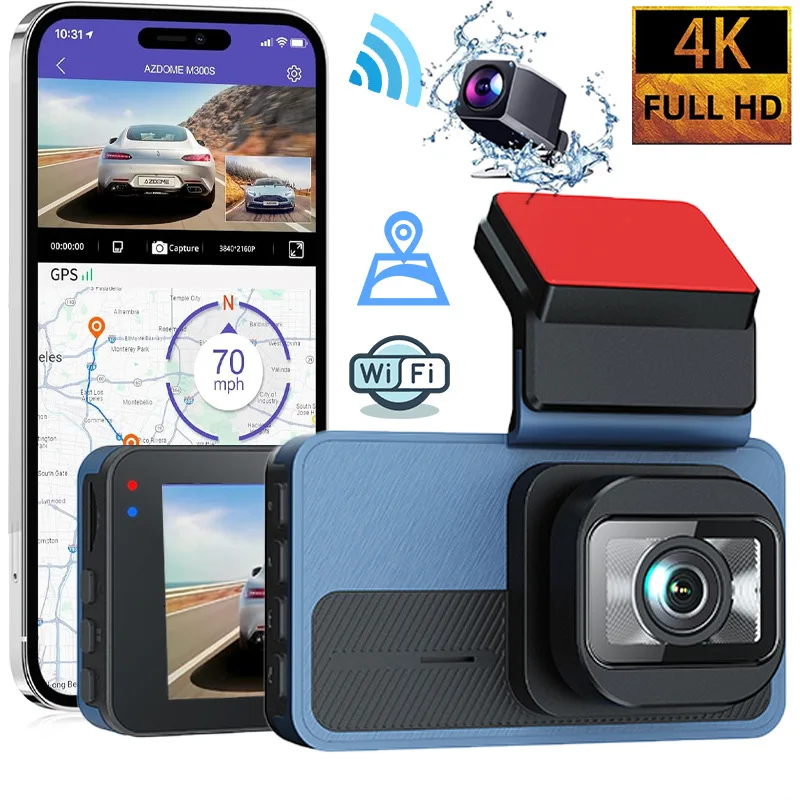 

4K Dashcam Video Recorder Night Vision wifi ADAS GPS CAR DVR Car Camera GPS Dual Lens Rear 24H Parking Wireless APP Transfer