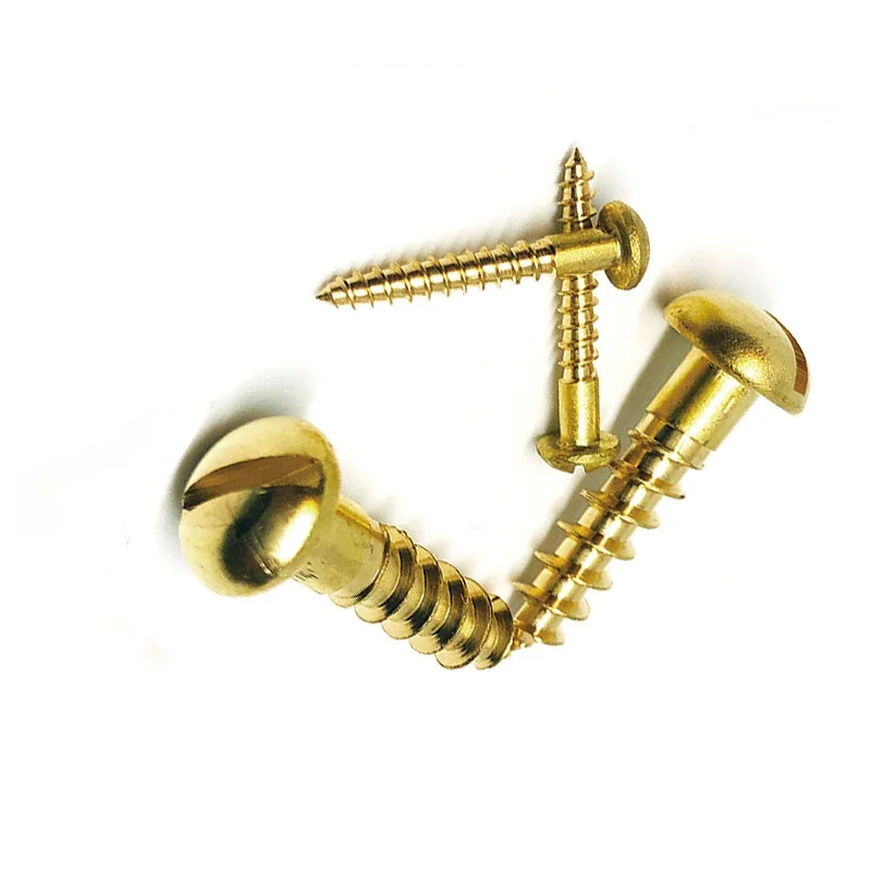 Brass Slotted Pan Screwpure Brass Self Tapping Round Wood Screw 20/50/100 Pieces M1.6 M2 M2.5 M3 M3.5 M4 M5 M6