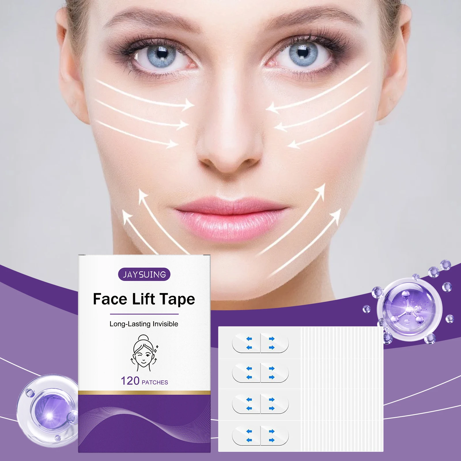 

120PCS Invisible Face Lift Tape Firming Sagging Skin Wrinkle Tightening Double Chin Makeup Waterproof Adhesive V Shaped Skincare
