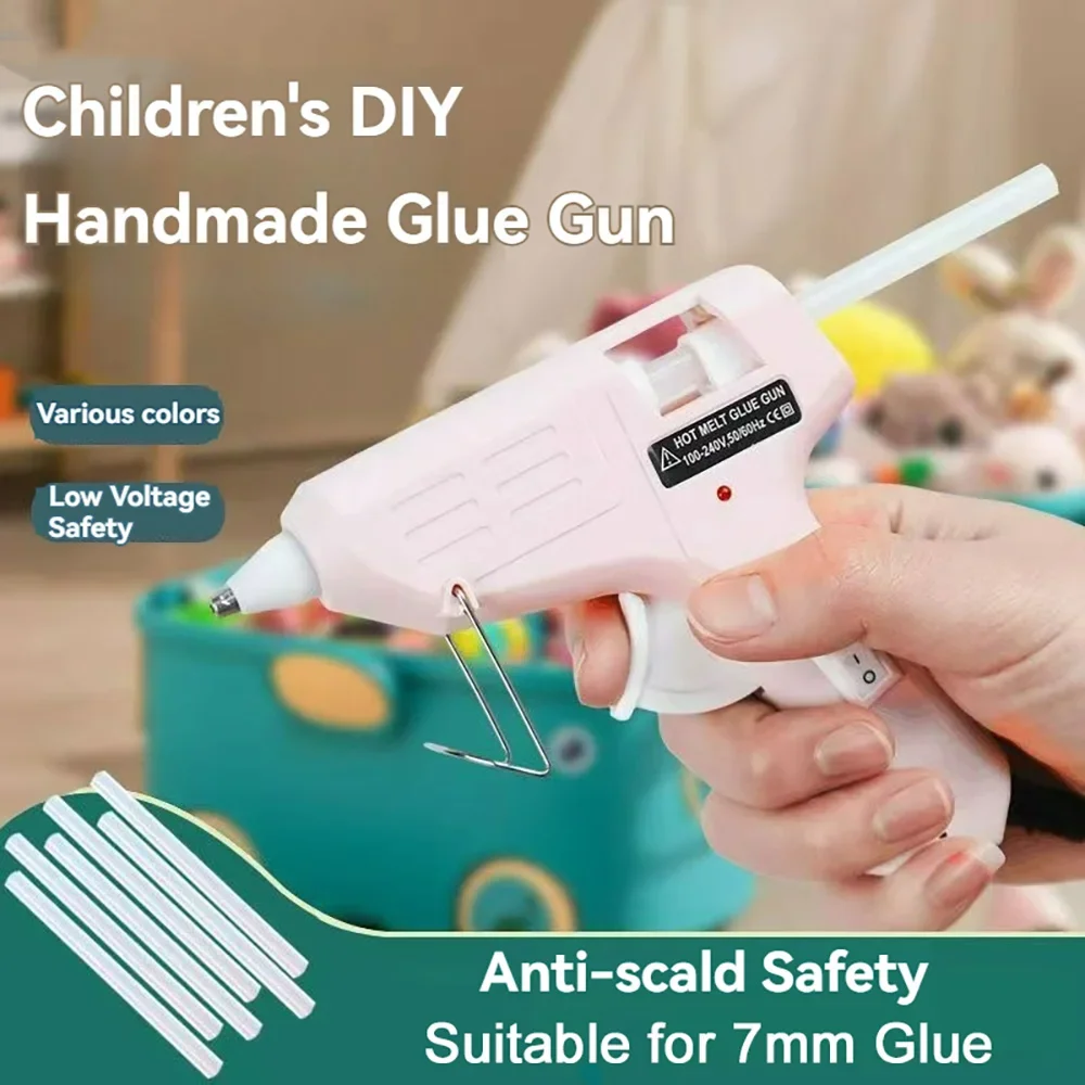 Children's Hot Silicone Gun Anti-Scalding Handmade DIY Household Hot Melt Glue Gun 7Mm Glue Stick Adhesive Glue Gun 110V-220V