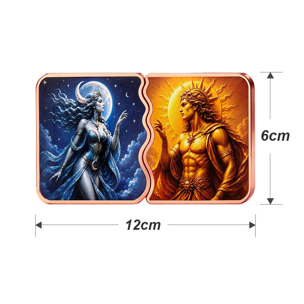 Myth Sun & Moon God Puzzle Copper Bar 10oz .999 Fine Copper Square Jigsaw Collectible Medal Unique Hobby Souvenir Gift