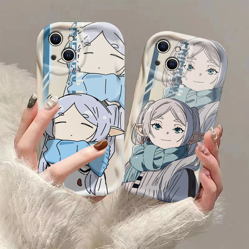 Anime Frieren Beyond Journeys End 3D Wave Case For iPhone 16 15 14 13 12 11 Pro Max Mini X XR XSMAX 8 7 6S Plus Silicone Cover