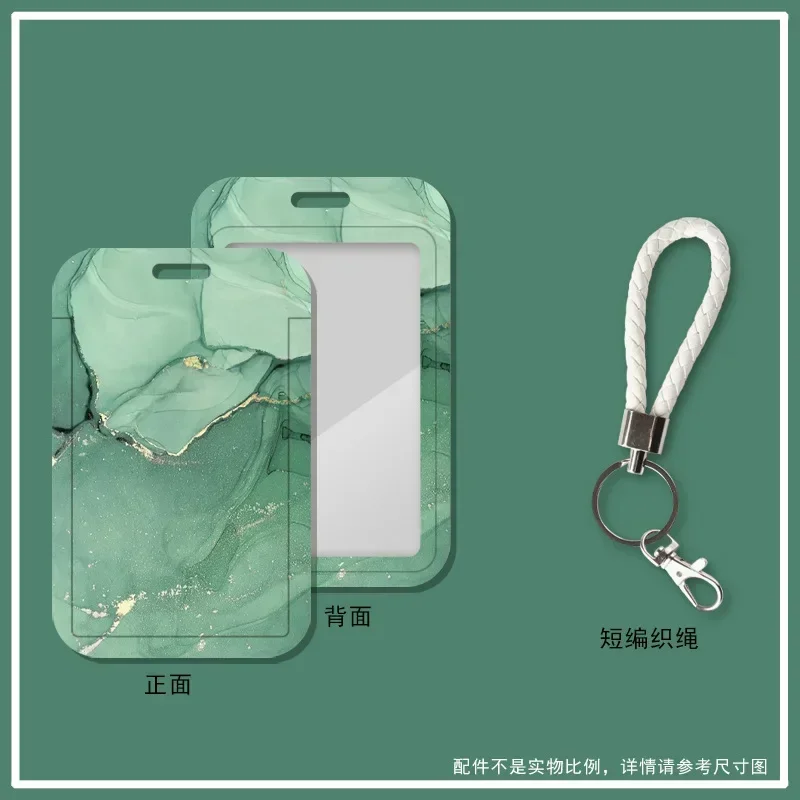 1 Pc Marble Color Card Holder Case Creative Student ID Bus Card Holder with Keychain Lanyard Office Worker Card Protector