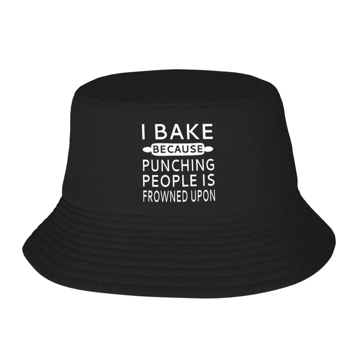 I Bake Because Punching People Is Frowned Upon Bucket Hat Panama Hat Children Bob Hats Fisherman Hats Beach Fishing Unisex Caps