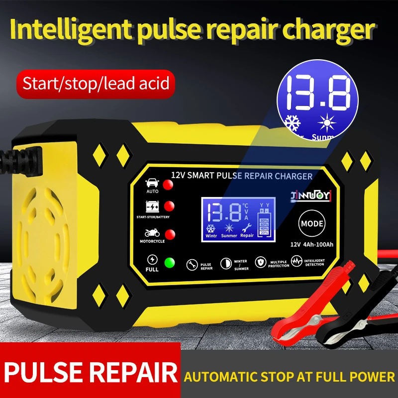 12v Car Automotive Charger Battery Charger For Car Power Digital Lcd Display Battery Charger Repair Automatic Wet Dry Lead Acid