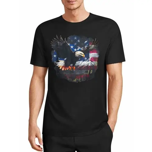 The Fluttering Wings of the Eagle Blend the Colors of the Stars and Stripes, with a Textured Design That Captures the Loyalty to Home and Country, and a Style That Pays Homage to the Spirit of Freedom and Resilience. Casual T-Shirt