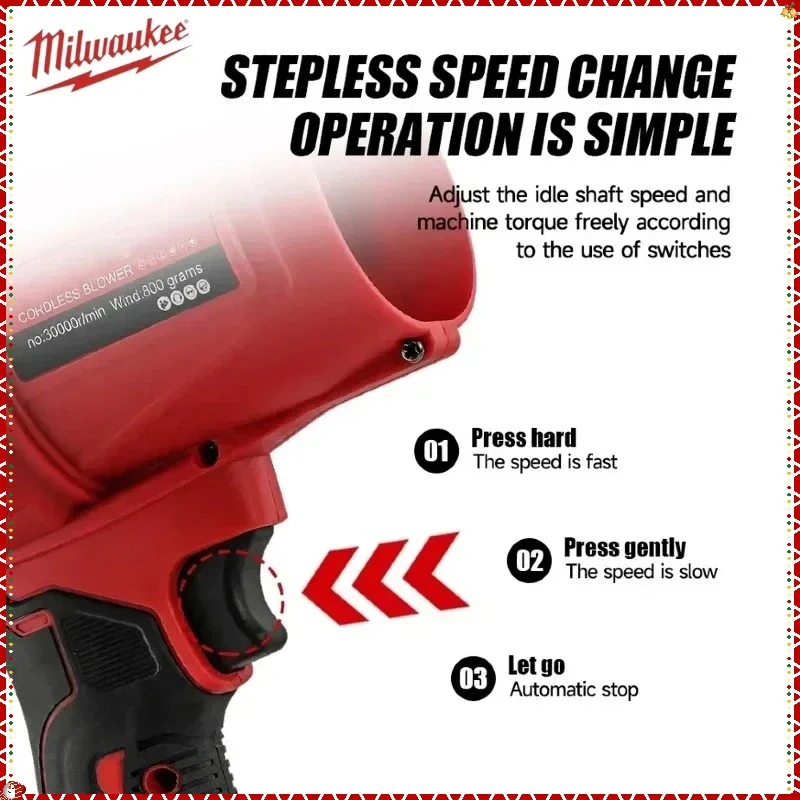Milwaukee 30000 ot/min Akumulátorový turbojet ventilátor, nástroj pro odstraňování prachu z auta, elektrický ventilátor, super silný vítr pro 18V baterii - náhled 5