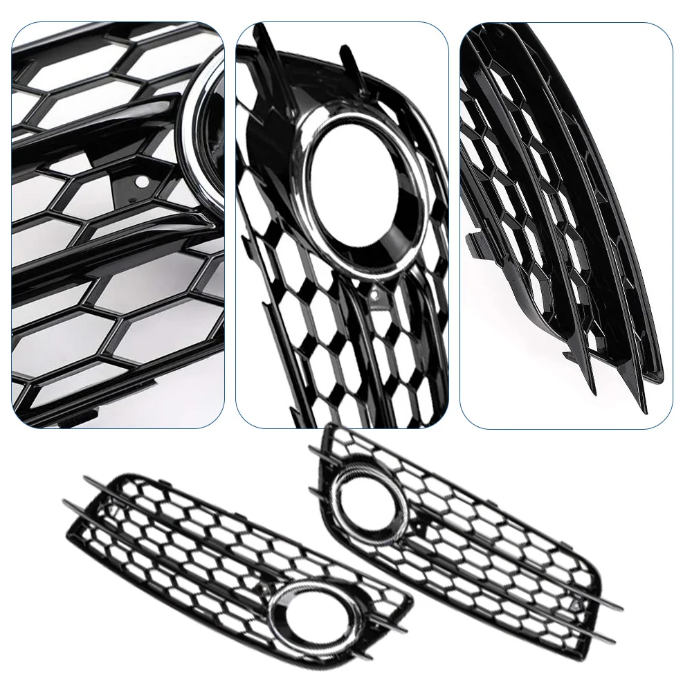 2PCS Car Front Fog Light Grille Cover Honeycomb Fog Lamp Grill For Audi A4 B8 S-Lines S4 Bumper 2008-2012 8K0807681C 8K0807682C