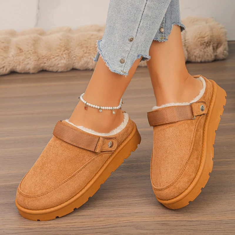 *Popular in Winter Elegant and Sexy Round Toe Flat Bottom Short Boots for Women Fashionable New Comfortable and Warm Snow Boots
