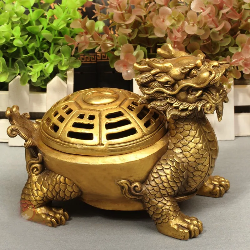 Ornament, Dragon Hollow , Disc Incense Burner, Brass Turtle Craft