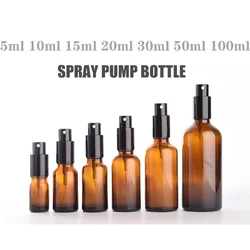 5ml-100ml Amber Glass Spray Bottle with Metal Nozzle Travel Refill Perfume Bottle Sprayer Atomizer Bottle Essential Oil