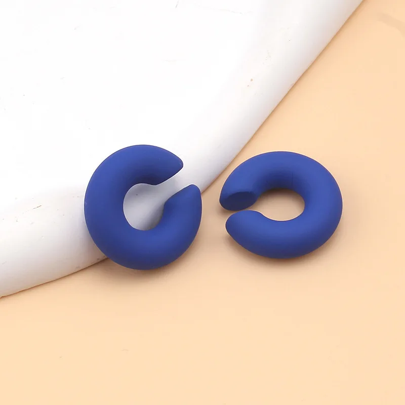 1 Paar Bonbon farbe runde Acryl Ohrclip Ohrringe für Frauen Mode einfache einfarbige Manschette C-förmigen Ohrring weiblichen Schmuck – Detail 14