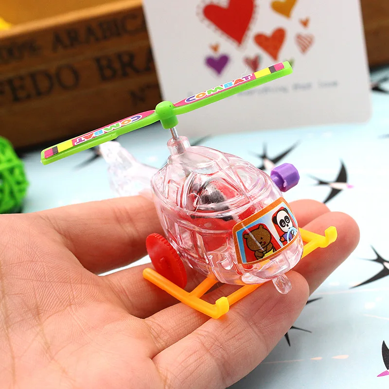 1PCS New And Peculiar Creative Wind-up Toy Transparent Mini Airplane Children's Educational Fun Toy Color Random