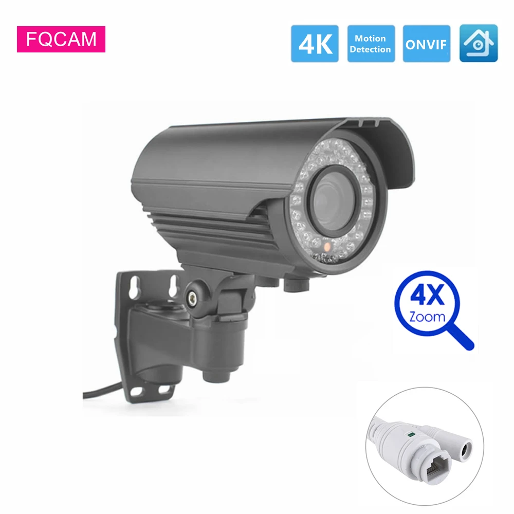 

8MP 4K IP POE Security Bullet Camera Outdoor POE ONVIF 2.8-12MM Manual Varifocal Motion Detection XMEYE Camera Waterproof