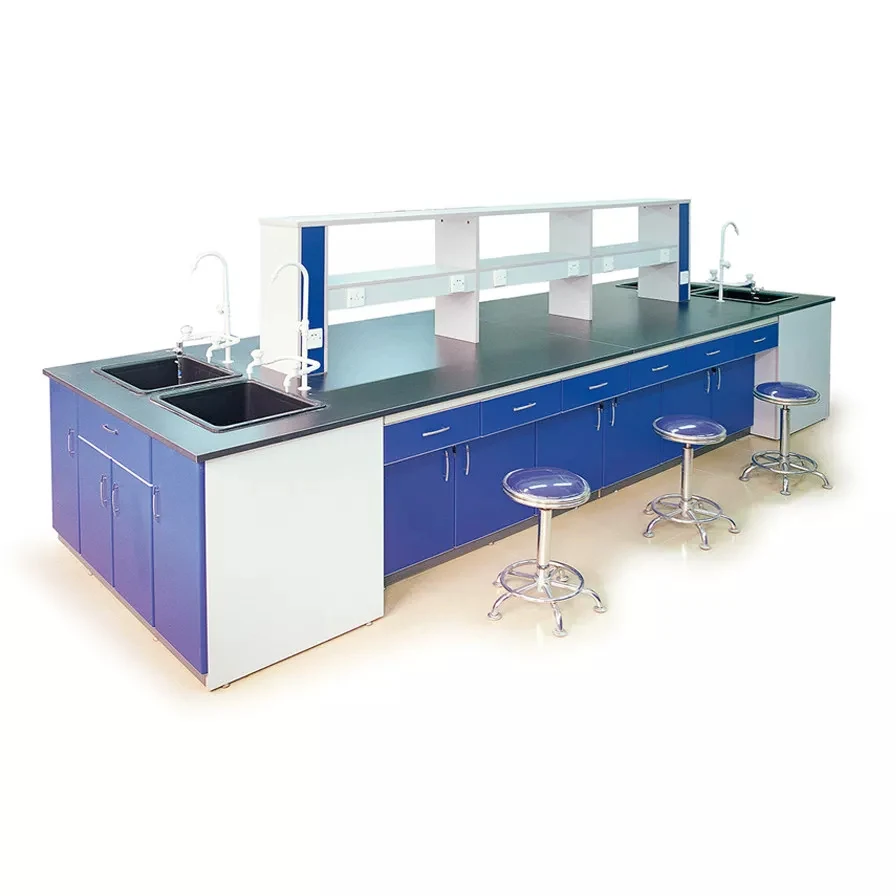 Top Quality Or Laboratory Steel And Wood Floor-Mounted Lab Bench With Sink