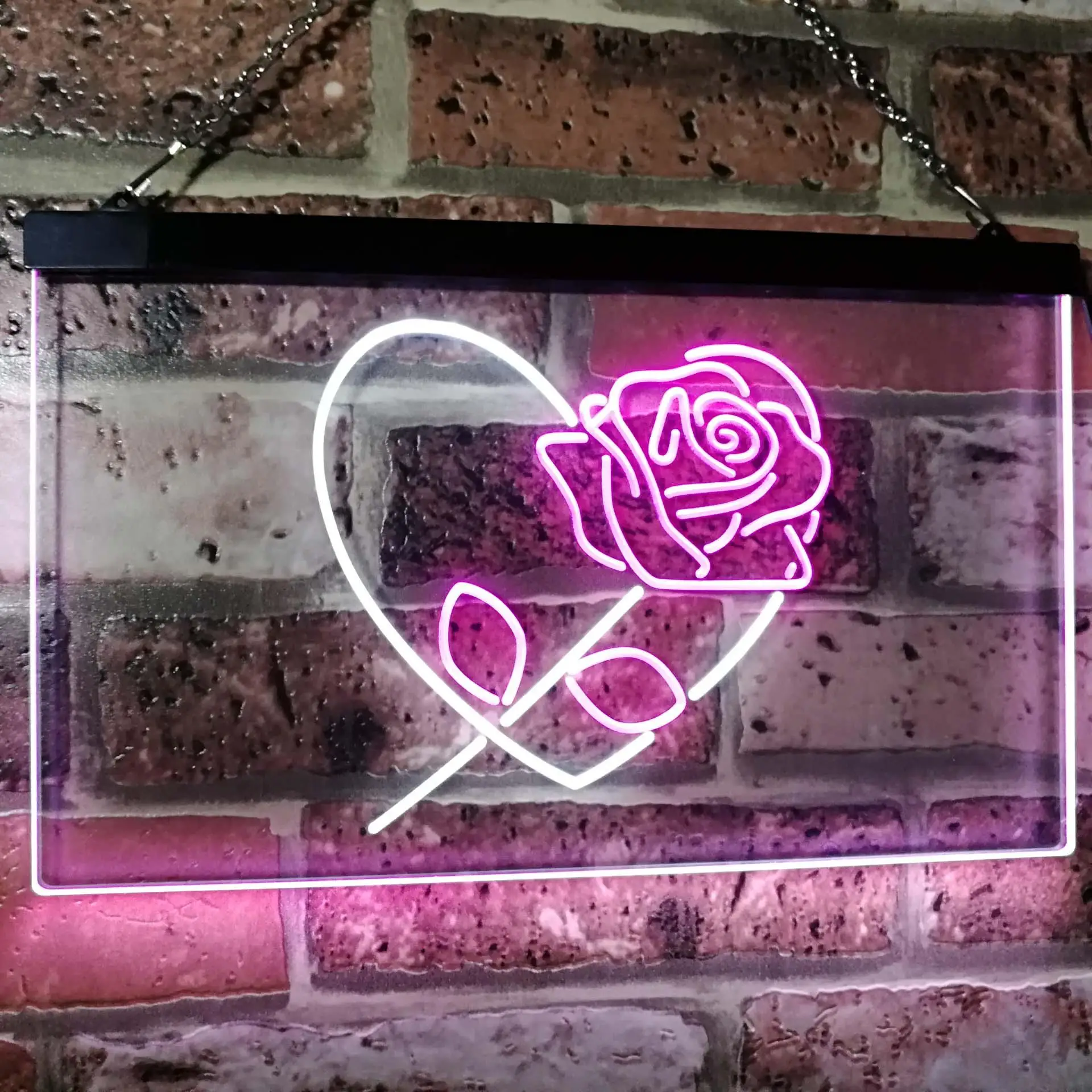 زهرة الورد في قلبي علامة نيون LED مزدوجة اللون st6-i2400 #5