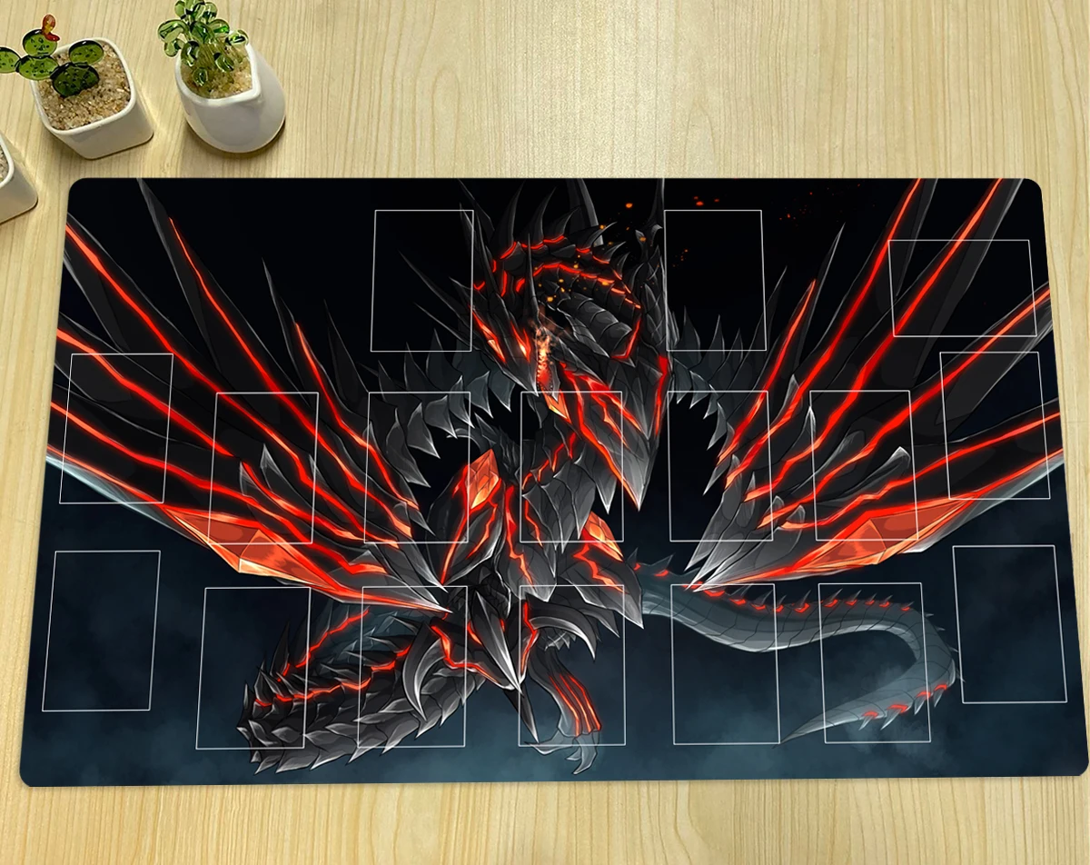 YuGiOh Red-Eyes Darkness Dragon Playmat TCG CCG Trading Card Game Mat Board Game Custom Anime Mouse Pad Rubber Desk Mat Zone Bag