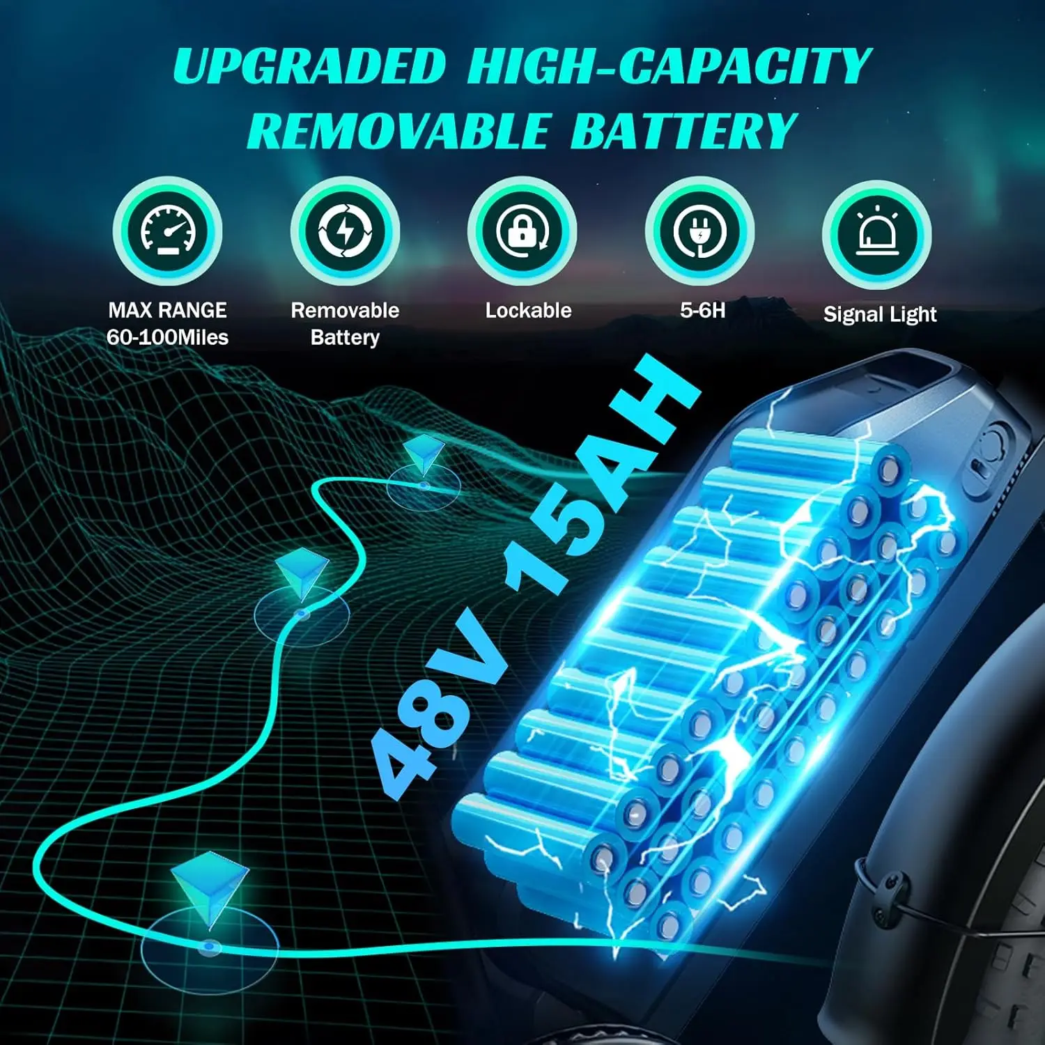 دراجة إلكترونية TST R002S بقدرة 1500 وات، إطارات سميكة مقاس 20 بوصة، نطاق 60-100 ميل، بطارية 28 ميجا في الساعة، 48 فولت 15 أمبير في الساعة، لجميع التضاريس.